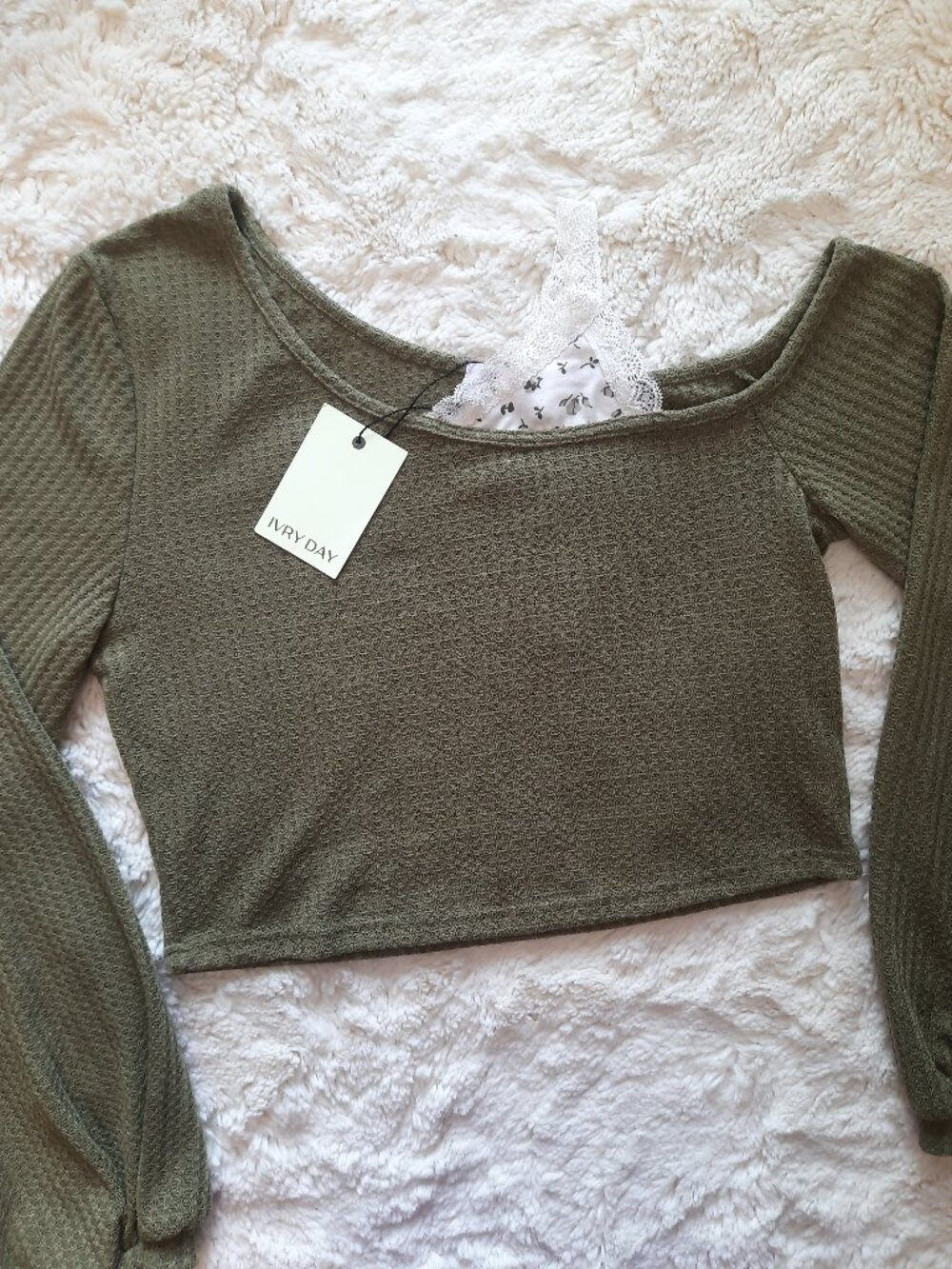 Ivry Day Off-shoulder Olive Top